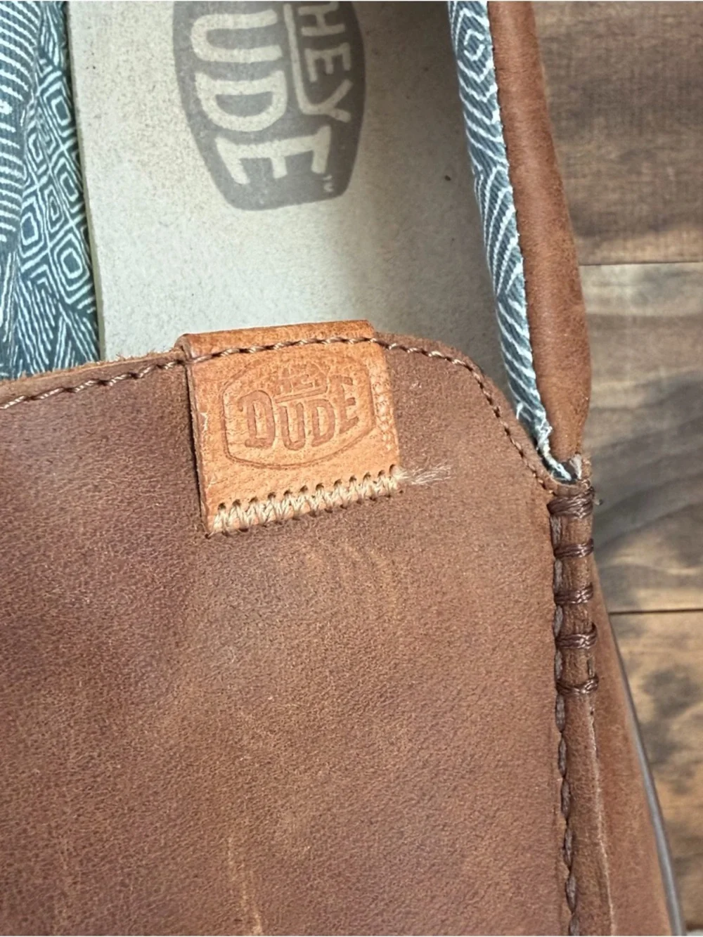 Hey Dude Wally Grip Moc Craft Leather Shoes Men Sz 15 Brown Slip On Comfort EUC - Picture 7 of 16